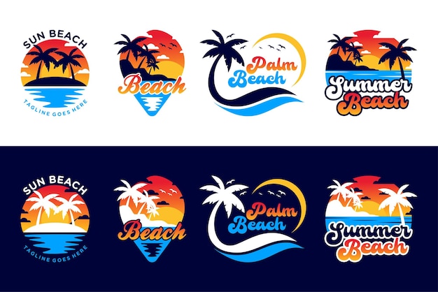 Colección de diseño de logotipo de playa de verano playa de palma