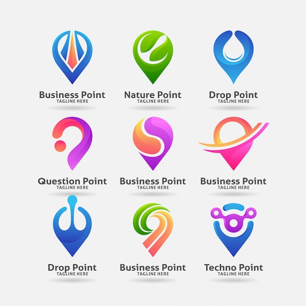 Colección de diseño de logotipo de punto de lugar