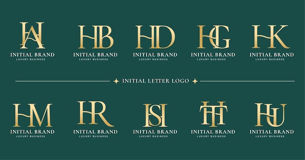 Colección de diseño de logotipo de serif de monograma de letra h