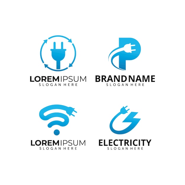 Colección de diseño de logotipo de servicio eléctrico