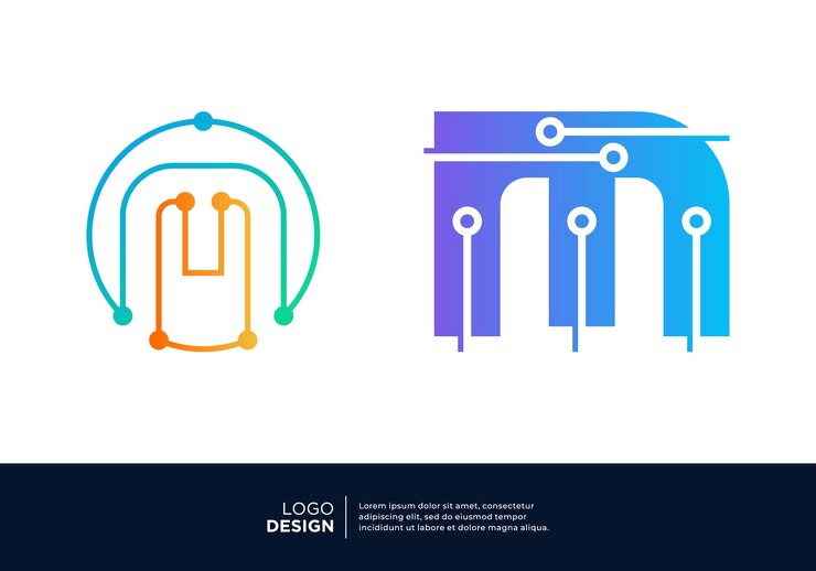 Vector colección de diseño de logotipo de tecnología digital de la letra m