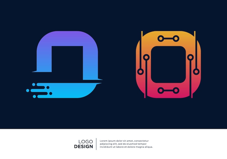 Vector colección de diseño de logotipo de tecnología digital de letra o