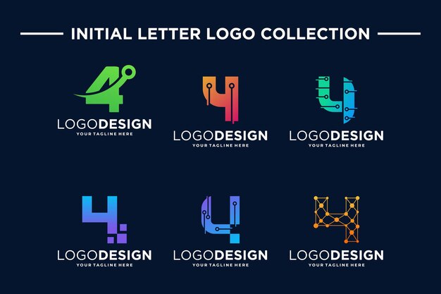 Colección de diseño de logotipo de tecnología digital número 4