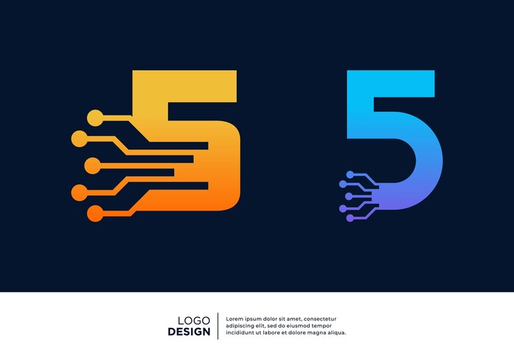 Vector colección de diseño de logotipo de tecnología digital número 5