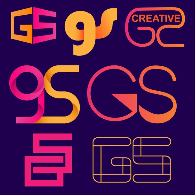 Vector colección de diseño de logotipo de vector creativo gs
