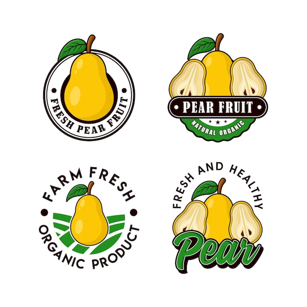 Vector colección de diseño de logotipos de frutas de pera.