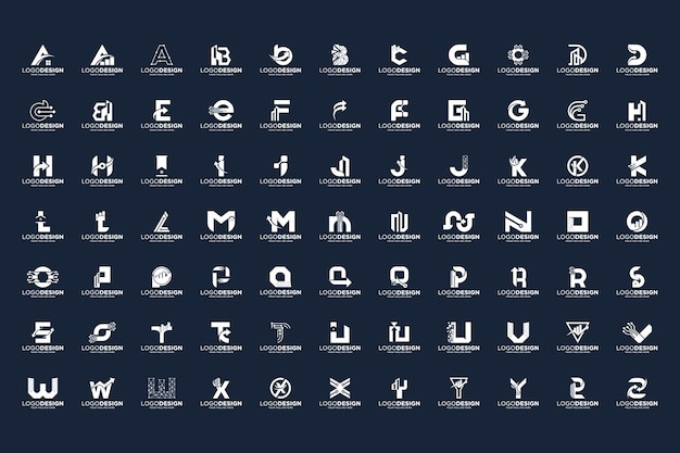Colección de diseño de logotipos de las letras de los símbolos comerciales de a a z