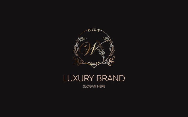 Colección de diseño de logotipos de lujo. emblemas de oro rosa con iniciales y decoración floral para