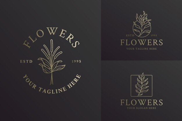 Colección de diseño de logotipos de lujo para la marca de la identidad corporativa de la boda.