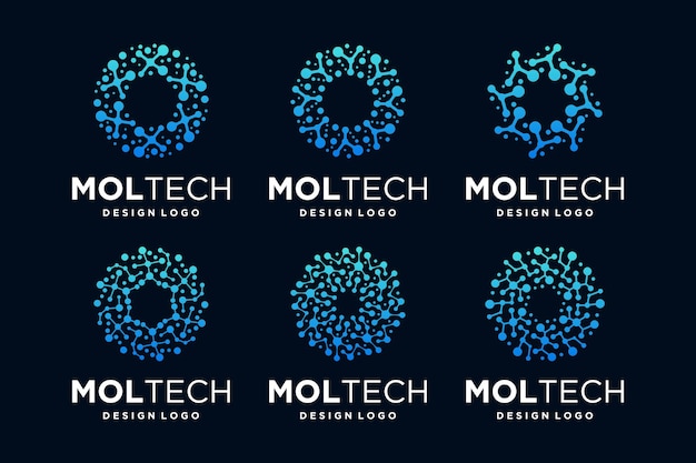 Colección de diseño de logotipos de Molecule tech connect