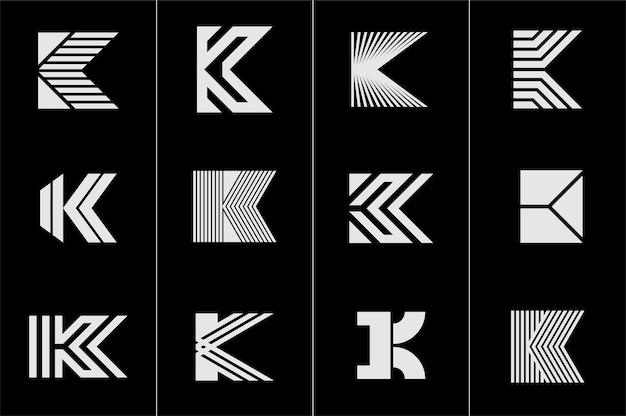 Colección de diseño de logotipos Simple K. Conjunto de plantillas de vector de logotipo de letra K moderna.
