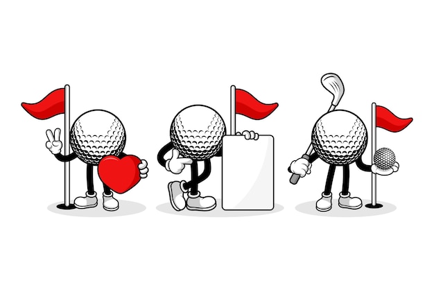 Colección de diseño de personajes de dibujos animados de pelotas de golf