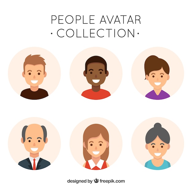 Colección con diseño plano de avatares de gente