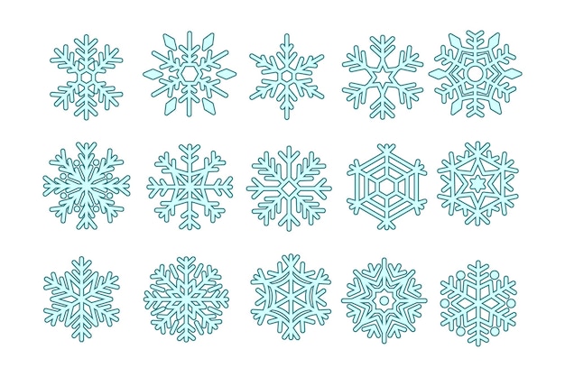 Colección de diseño plano de elementos de copos de nieve.