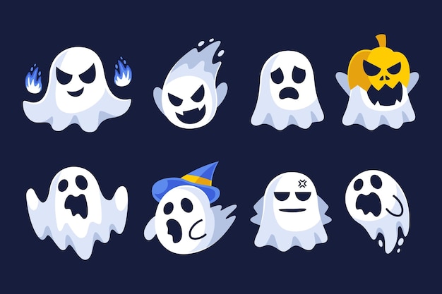 Vector colección de diseño plano fantasma de halloween