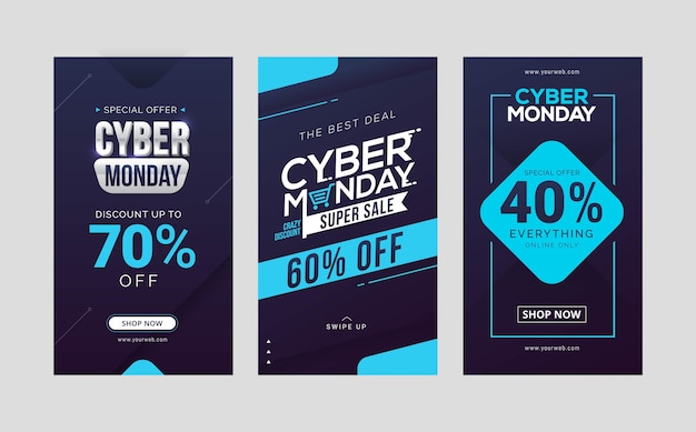 Colección de diseño de plantillas de historias de redes sociales de cyber monday sale