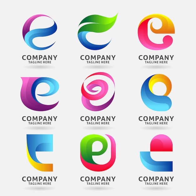 Colección de diseño de plantillas de logotipo moderno letra E
