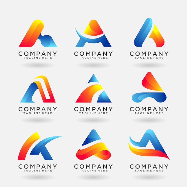 Colección de diseño de plantillas de logotipo moderno letra A
