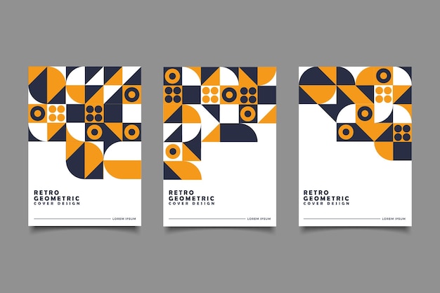 Colección de diseño de portada geométrica retro