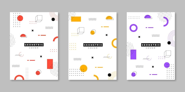 Colección de diseño de portadas de estilo geométrico