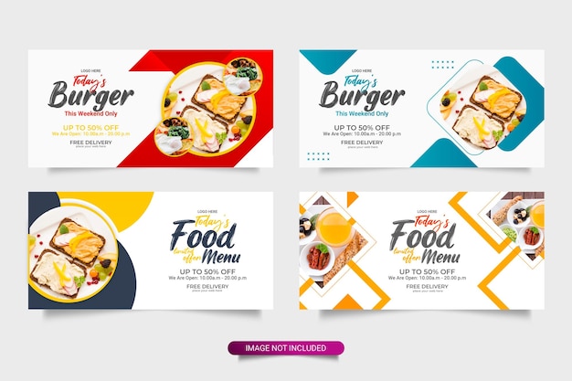 Vector colección de diseño de publicaciones en redes sociales de banner web de alimentos