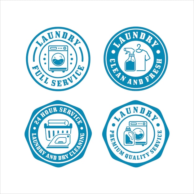 Colección de diseño de sellos de insignia de lavandería