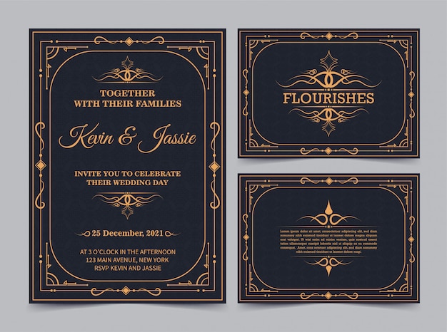 Colección Diseño de tarjetas de invitación estilo vintage