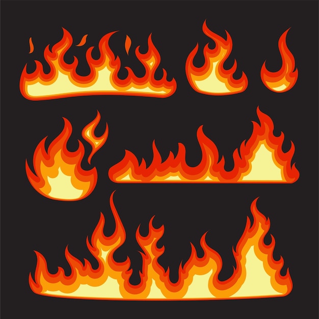 Colección de diseño de vector de fuego ardiente