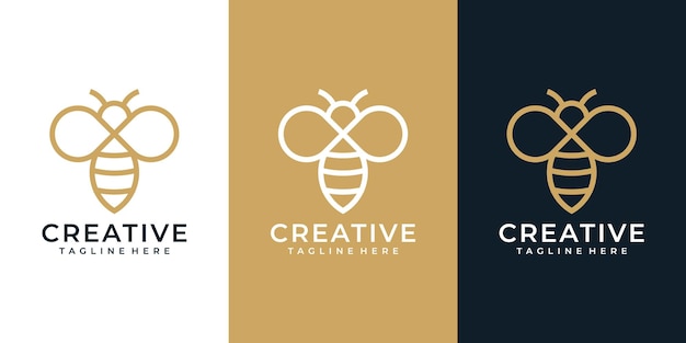 Colección de diseño de vector de logotipo de abeja monograma creativo