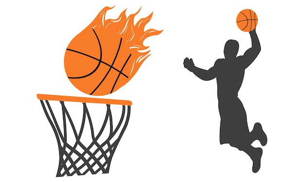 Colección de diseño de vectores y siluetas de baloncesto