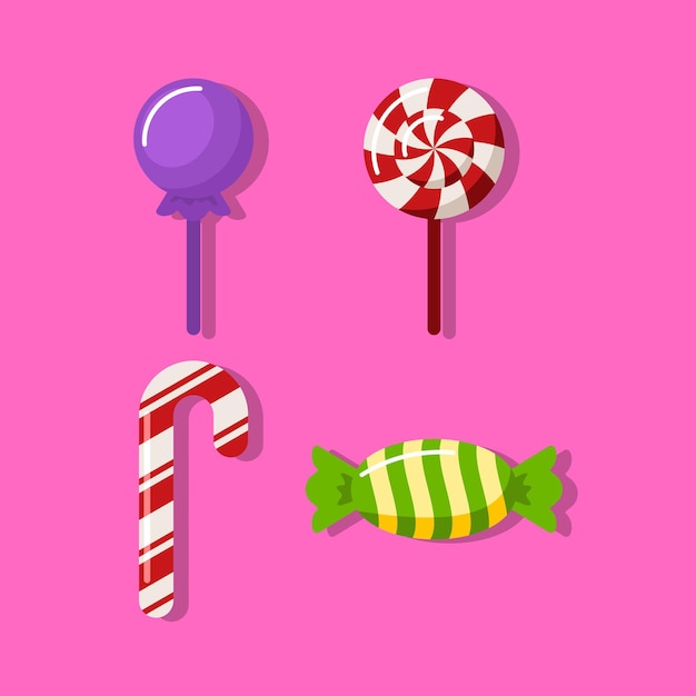 Colección de diseño vectorial de elementos de caramelo