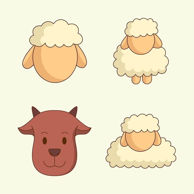 colección de diseño vectorial de ilustraciones planas de ovejas lindas