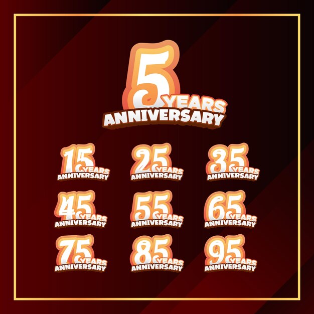 Colección de diseño vectorial de números de aniversario
