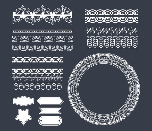 Una colección de diseño vectorial de rizos ornamentales, remolinos, divisores y adornos de filigrana para bodas