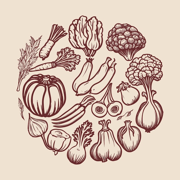 Colección de diseño vegetal vintage de vector libre