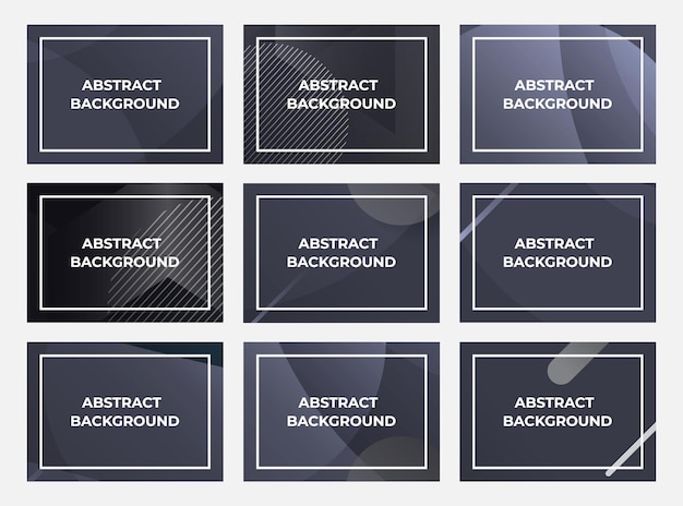 Colección de diseños abstractos de fondo oscuro con elementos geométricos