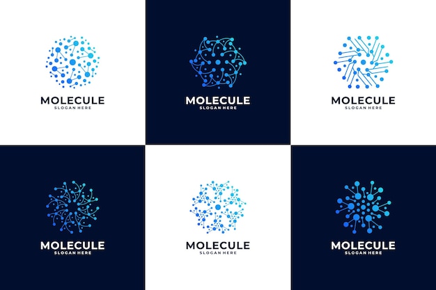 Colección de diseños abstractos de logotipos de moléculas