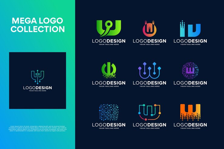 Vector colección de diseños creativos de logotipos de la letra w símbolo abstracto para la tecnología digital