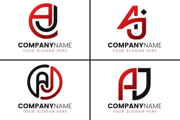 Una colección de diseños creativos de logotipos de letras aj