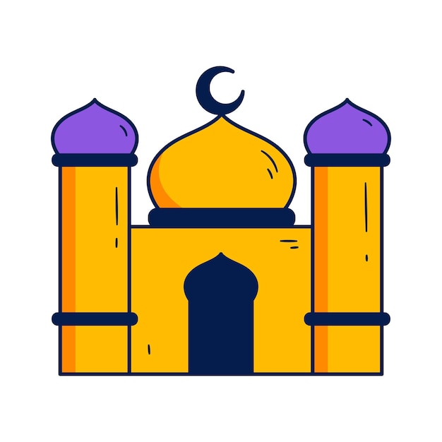 Colección de diseños de elementos de Eid Al Fitr Mubarak dibujados a mano
