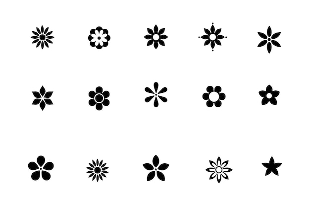 Colección de diseños florales en blanco y negro