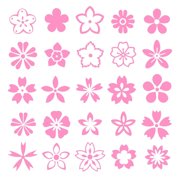 Colección de diseños florales estilizados en tonos de rosa