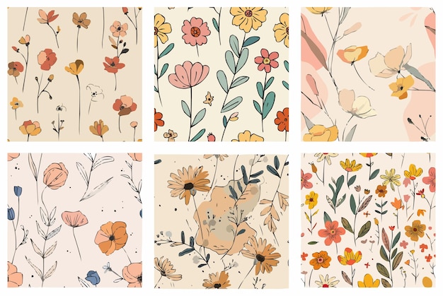 colección de diseños florales y de hojas de primavera