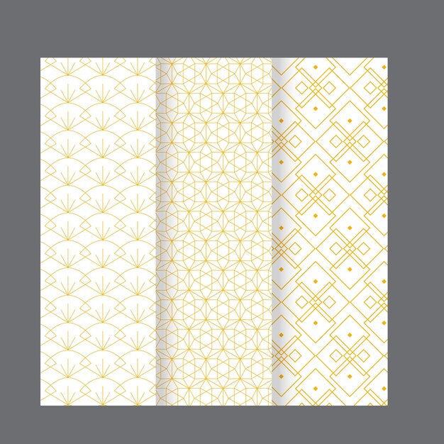 Colección de diseños geométricos de lujo decorativos sin costuras de diseño dorado repetible ele ornamental