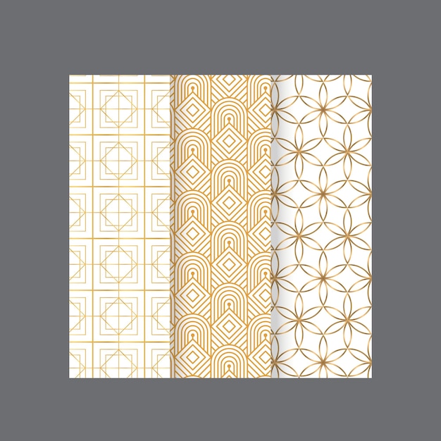 Colección de diseños geométricos de lujo decorativos sin costuras de diseño dorado repetible ele ornamental