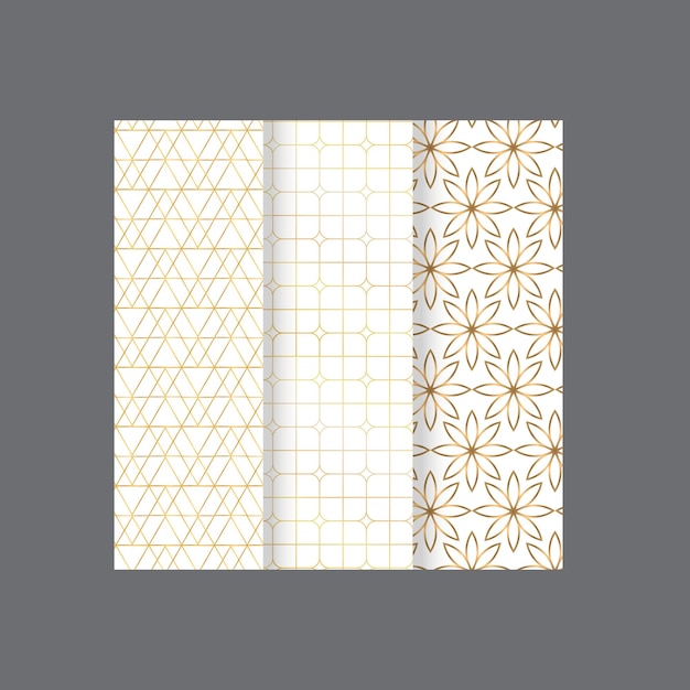 Colección de diseños geométricos de lujo decorativos sin costuras de diseño dorado repetible ele ornamental