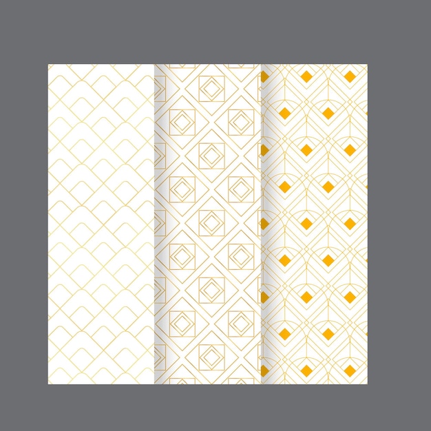 Colección de diseños geométricos de lujo decorativos sin costuras de diseño dorado repetible ele ornamental