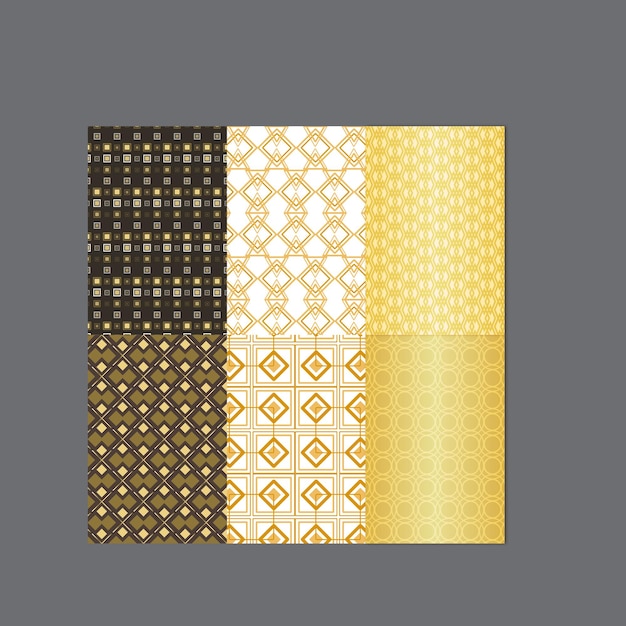 Colección de diseños geométricos de lujo decorativos sin costuras de diseño dorado repetible ele ornamental