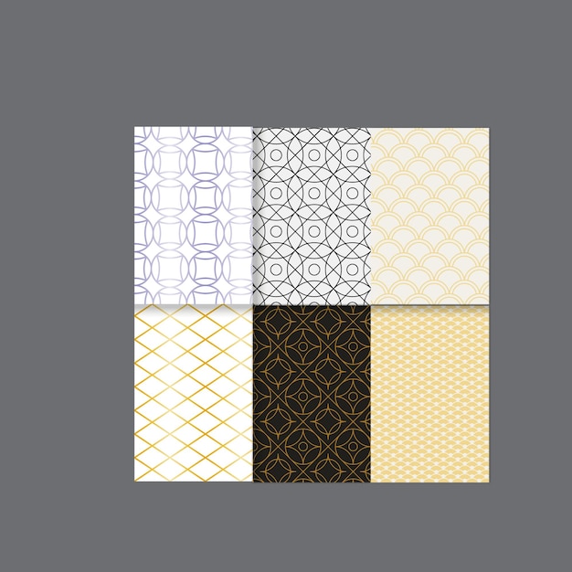 Colección de diseños geométricos de lujo decorativos sin costuras de diseño dorado repetible ele ornamental