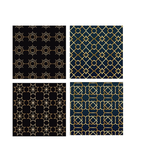 Colección de diseños geométricos de lujo decorativos sin costuras de diseño dorado repetible ele ornamental